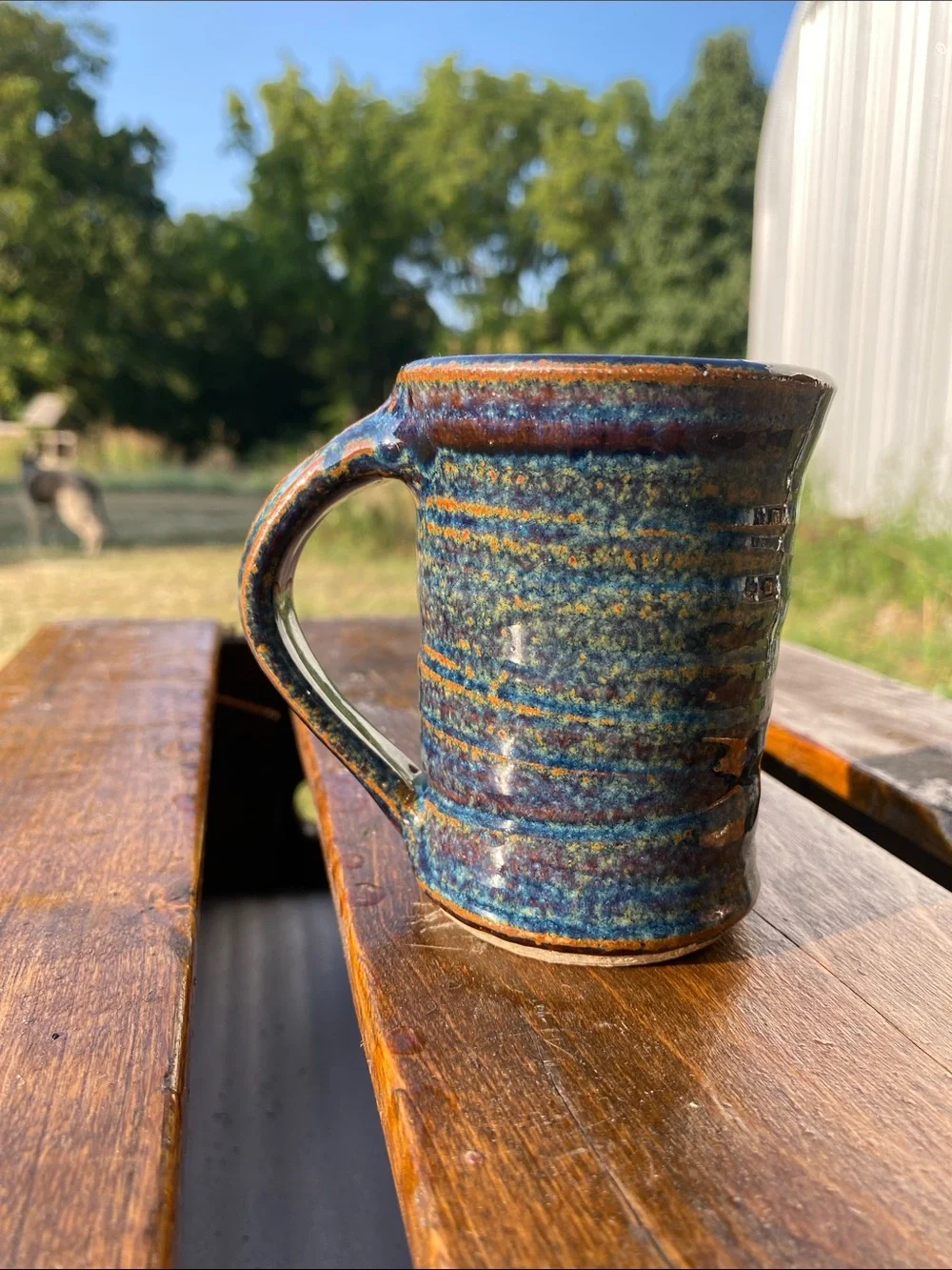 Handmade Blue Speckled Ceramic Espresso Mug 3.5
